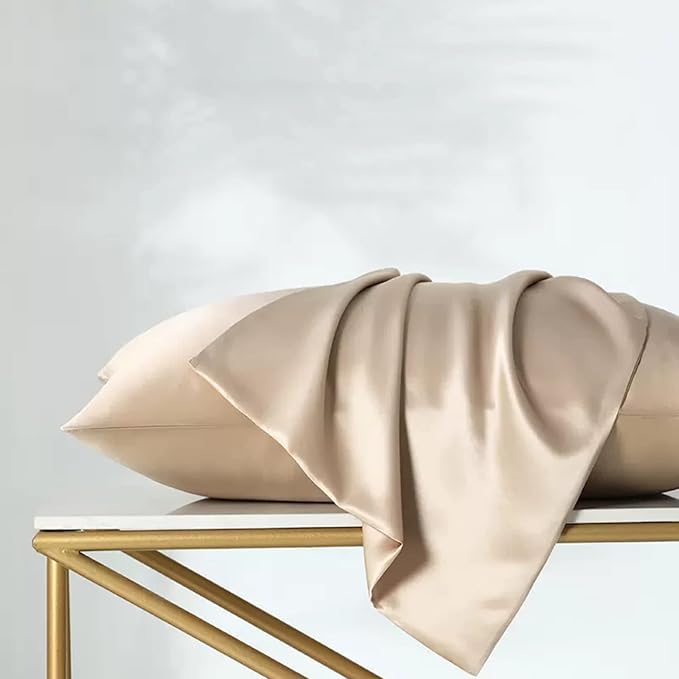 Premium Silk Pillow Cases King with Zipper Made in USA, Oeko-TEX Certified Real Mulberry Silk Pillowcase Beige for Hair and Skin, 22 Momme, Anti Wrinkle Pillow Cover, 1 Pack 20"x36" (King, Beige)