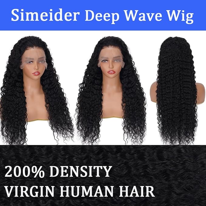30 Inch Deep Wave Lace Front Wigs Human Hair 13x6 HD Lace Front Wigs Pre Plucked Brazilian Curly Human Hair Wig 200 Density Glueless Frontal Wigs For Black Women