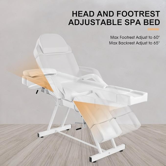 Artist hand Massage Table Facial Bed Massage Bed for Eyelash Extensions Salon Chair with Tray,Split Footrests(White)