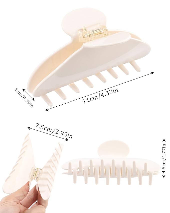 HAIMEIKANG Large Acetate 4 Inch Hair Claw Clip for Women - French Style Hair Claws for Thick Hair with Non-Slip Teeth, Hair Accessories for Updos, Buns & Ponytails