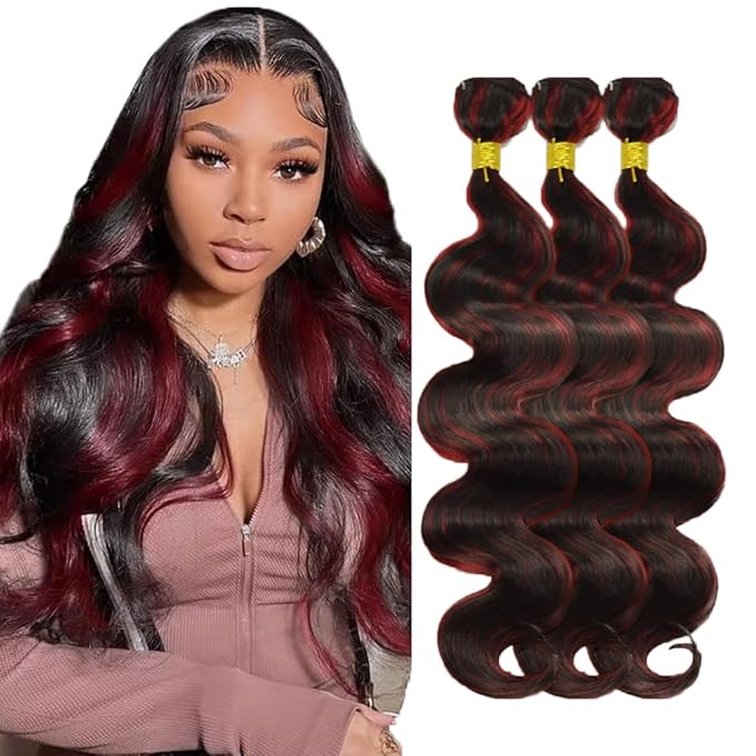 99j Bundles Human Hair P1B99j Body Wave Bundles 2 Tone Black and Burgundy Bundle 18 18 18 Inch Peruvian Unprocessed Virgin Remy Hair Extensions