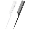 Rat Tail Comb 2-in-1 Rat Tail Comb for Women - Fine Tooth Parting Tip, Carbon Fiber Root Teasing, Anti-Static - Hair Combs for Styling(White, Black)