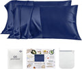 PROMEED 23 Momme Silk Pillowcase 2 Pack with Zipper, 3rd Gen Grade 6A+ 100% Mulberry Silk Pillow Case Set of 2, Cooling Pillow Cases for Hot Sleepers (Standard 20"x26", Navy)