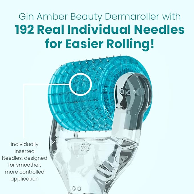 Gin Amber Beauty Derma Roller for Face – Stainless Steel – Skincare Tool for Even Product Application and Refined-Looking Skin