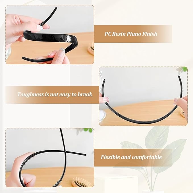6 Pack No Pressure Headbands for Glasses Wearers - Flexible Non-Slip Hairbands, Matte Plastic with Teeth, for Women & Girls, Comfortable No Pressure, Ideal for Daily Use, Makeup & More