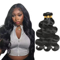 28 30 32 Inch Color 1B Human Hair Bundles Natural Black Body Wave Bundle Double Weft Color 1B Body Wave Bundles Niegmeag Virgin Soft and Silky Remy Hair Extensions