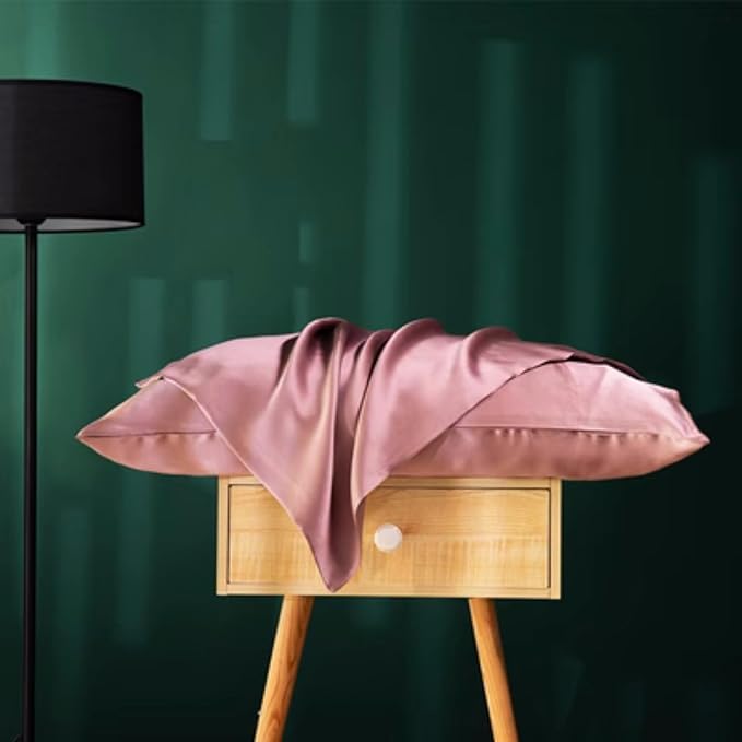Premium Natural Mulberry Silk Pillowcase for Sleeping Women Made in USA, 22 Momme Pure Silk Pillow Cases with Zipper Standard Size, Oeko-TEX Certified, 1 Pc 20"x26" (Standard, Dusty Rose)