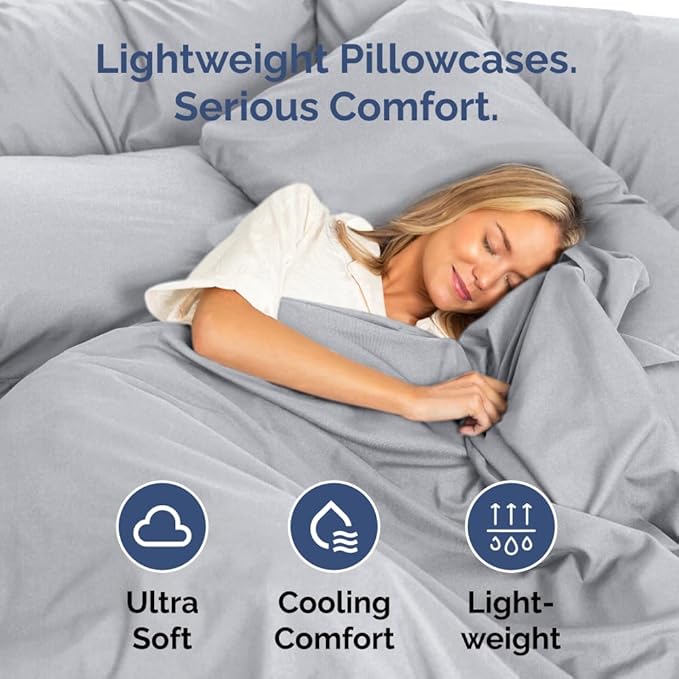 Queen Pillow Cases Set of 8 - Ultra Soft Hotel Quality Pillowcase Covers - Comfy, Cozy & Wrinkle Free - Shrink, Stain & Fade Resistant - Machine Washable Pillow Protectors - 8 Piece Set - Steel Blue