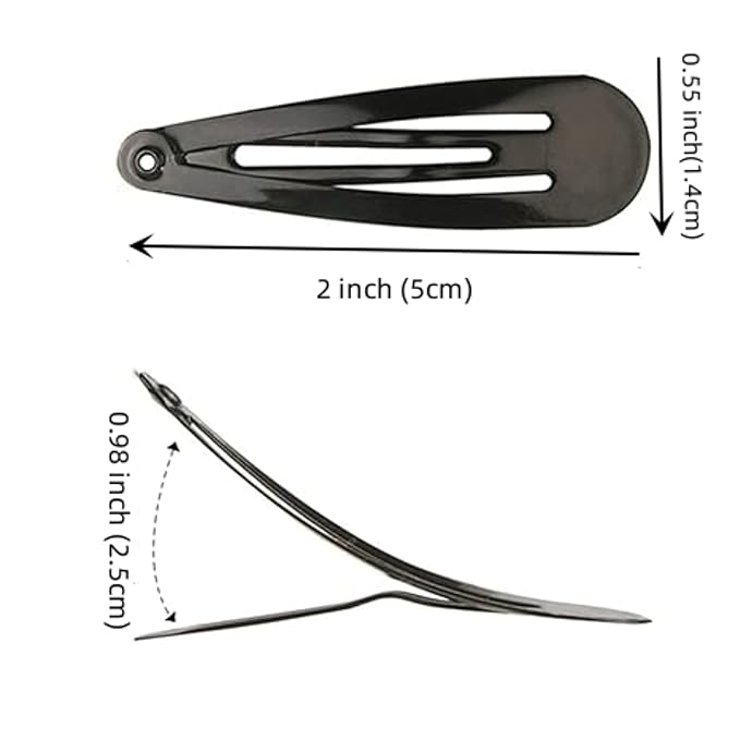40 Pcs 2 Inch Black Metal Snap Hair Clips No Slip Hair Barrettes For Women Hair Accessories(Black)
