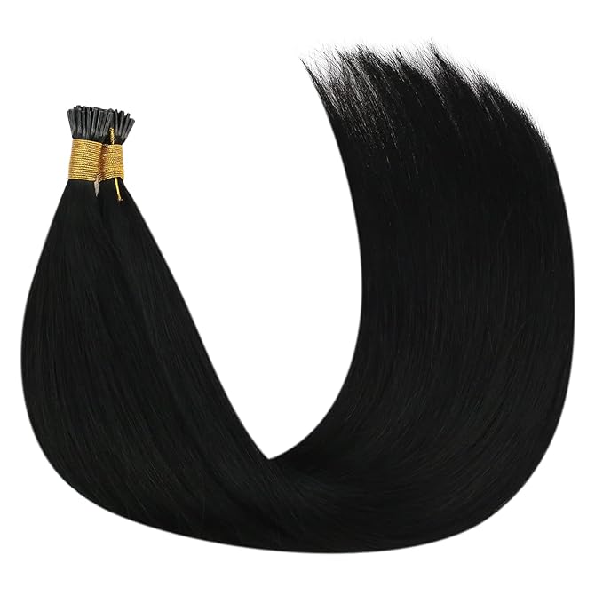 YoungSee I Tip Hair Extensions Human Hair Black 18 Inch Itip Human Hair Extensions Black I Tip Extensions Cold Fusion Itips Hair Extensions Human Hair Keratin Tip Extensions for Everyday Wear 60s 50g