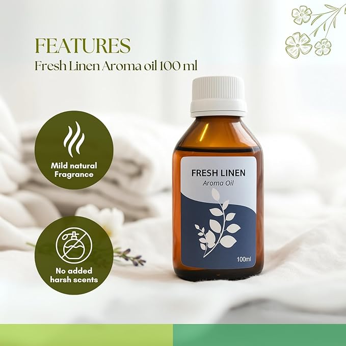Roots & Above Pure Natural Fresh Linen Essential Oil 3.38 Oz/100 ml Oils for Skin, Hair Care, Massage, Diffusers, Humidifiers, DIY Beauty, Home Candle Making & Self-Care