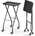 OmySalon Salon Tray on Wheels Folding Color Trays for Salon, Aluminum Tattoo Tray Rolling Trolley Cart Mobile Hair Cart for Stylist Hairdresser, Beauty Spa Service Storage Station