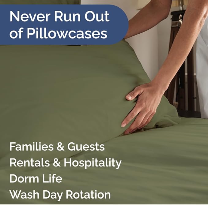 Standard Pillow Cases Set of 10 - Ultra Soft Hotel Quality Pillowcase Covers - Comfy & Wrinkle Free - Shrink, Stain and Fade Resistant - Machine Washable Pillow Protectors - 10 Piece Set - Sage Green