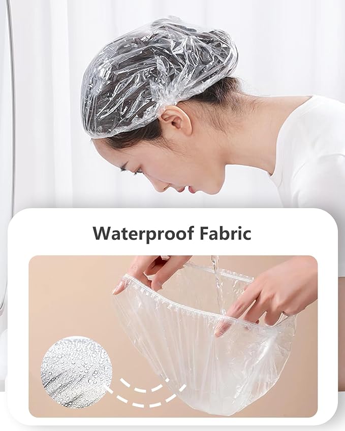Years Calm 40PCS Disposable Shower Caps, Clear Shower Caps for Travel, large Plastic Hair Caps for Women, Home Use, Hotel (large Size 20.5") (40PCS)