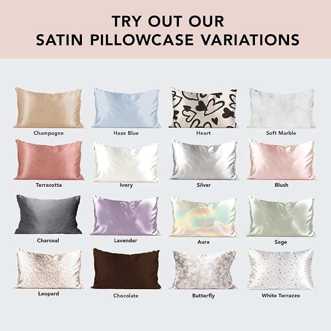 Kitsch Satin Pillowcase with Zipper for Hair & Skin, Softer Than Silk Pillow Cases Queen, Wrinkle-Free, Smooth and Cooling Satin Pillow Covers, Standard Size 19"x26", Leopard, 2pcs