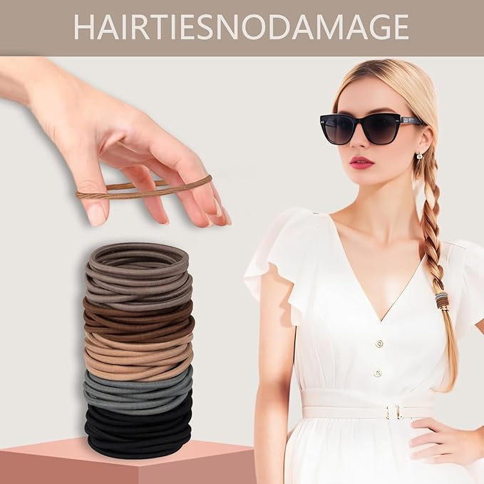 Hair Ties for girls 3 popular styles hair accessories Hair Elastics (15pcs No Damage Hair Ties 50pcs High Elastic Ties 15pcs Ponytail Holders) Pain-free No Crease multiple colors for all hair types