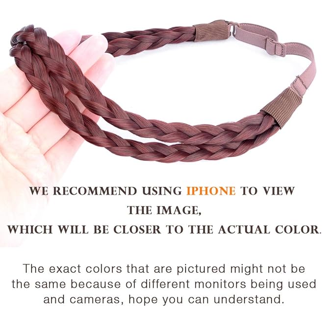 DIGUAN Double Three Strand Synthetic Hair Braided Headband Hairpiece Extension Women Girl Beauty accessory (Burgundy)