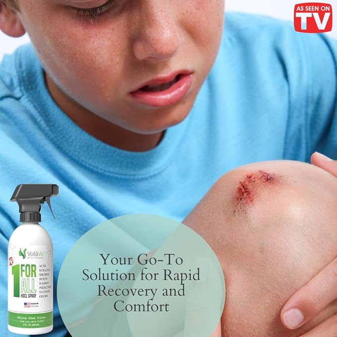 VoilaVe Pure Hypochlorous Acid Spray, All-in-One Skin Spray for Every Skin Type | HOCL Spray | Supports Acne, Scraps, Bruises, Rashes, Piercings, Tattoos, and Odors | Multi-Purpose Cleaner Spray 8 Oz