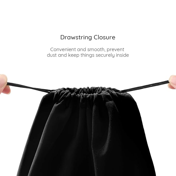 Segbeauty Black Velvet Drawstring Bags with Satin Liner, 2pack 15.7x11.8 Large Hair Dryer and Garment Organizer Bag, 40x30cm Velvet Jewelry Pouches Drawstring Gift Bags Travel Organizer Bag for Blow