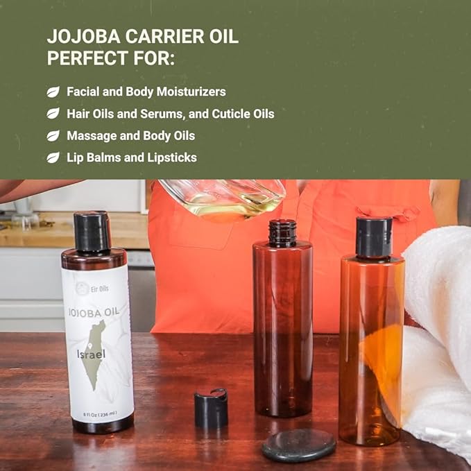 Jojoba Oil - Direct from EIR Oils' Farm in Israel - 100% Pure Carrier Oil for Hair, Face, and Skin - Hand-Picked, Cold-Pressed Carrier Oil (4 Gallons)