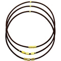 Brown Extra Large Long Bracelet Hair Ties for Thick Curly Hair,3 Pack 3mm Elastic Ponytail Holders Accessories for Women No Damage Stretchy Pony Tails Bands with Gold Metal Charms Beads