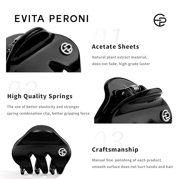 EVITA PERONI Small Hair Clips, Mini Hair Clip for Hair, Little Tiny Claw Clips for Women Girls Half Updo, Cream White