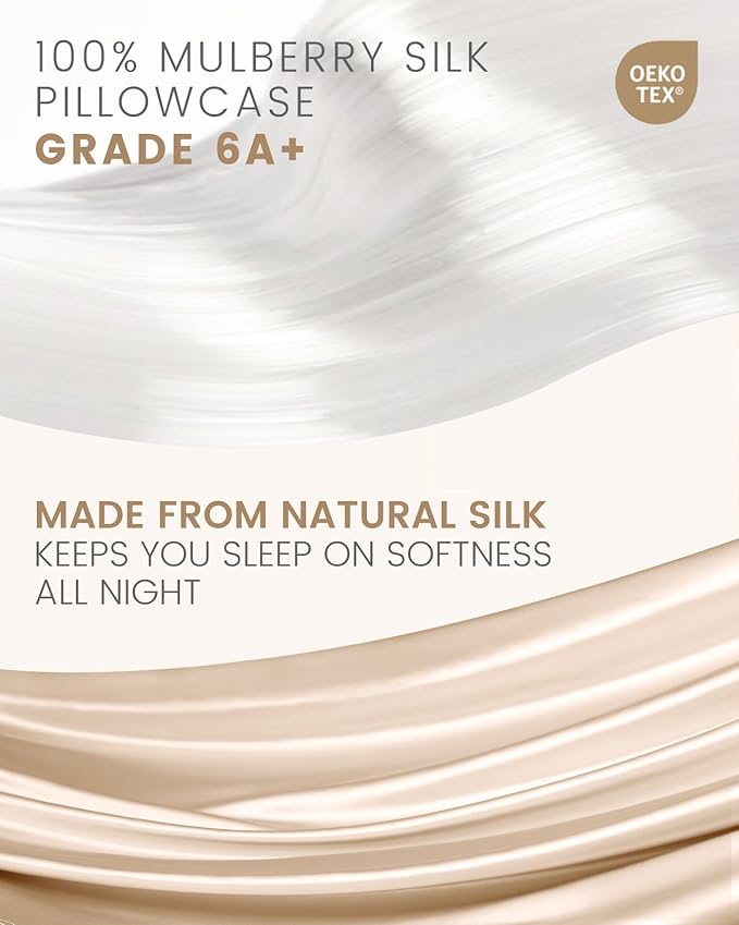 THXSILK 100% Mulberry Silk Body Pillowcase for Hair and Skin Health, Soft and Smooth Pillowcase with Hidden Zipper, Both Sides Premium Grade 6A+ Silk, 1pc (Body Size 20"x54", Beige)