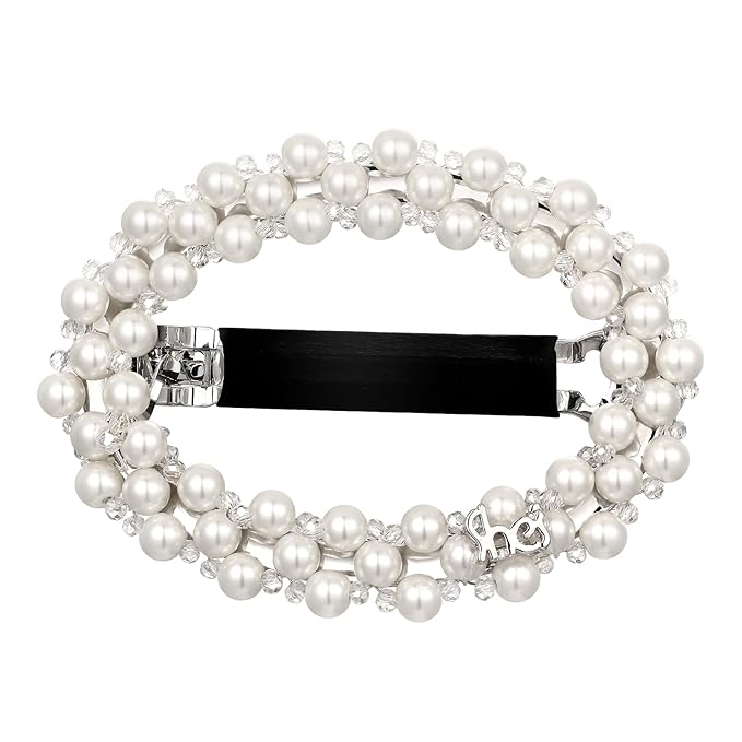 Handmade Pearl Crystals Hair Clip for Women, SHE'S FREE STYLE JUST FOR YOU Circular Openwork Design Side Hair Clips with Retro Crystals, Vintage-Inspired Hand-Beaded Hair Accessory