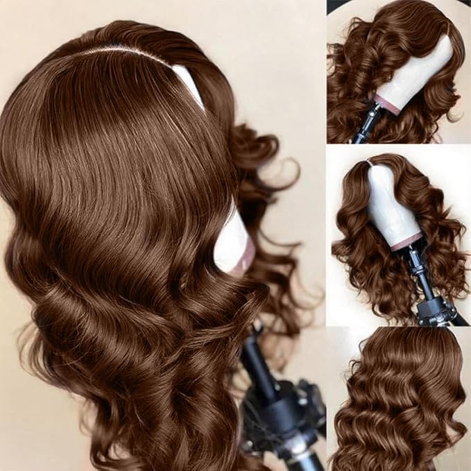 2X6 SKINLIKE HD Lace Closure Wigs Human Hair, Chocolate Brown Lace Front Wig, Body Wave Human Hair Wig Pre-Plucked Bleached Knots 250% Density HD Lace Closure Wigs 30 Inch