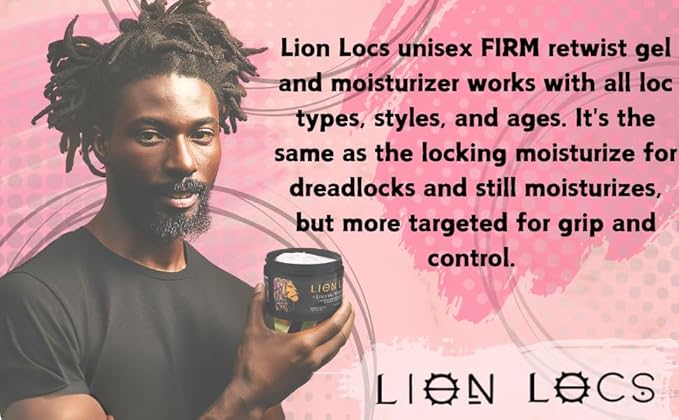 Beard Gains Lion Locs Hair Locking Dreads Moisturizer for Dreadlocks, Locks, Microlocs, Interlocks, Braidlocks, Braids, Fauxlocs, Twistlocks, or Sisterlocks (8oz) (Firm)