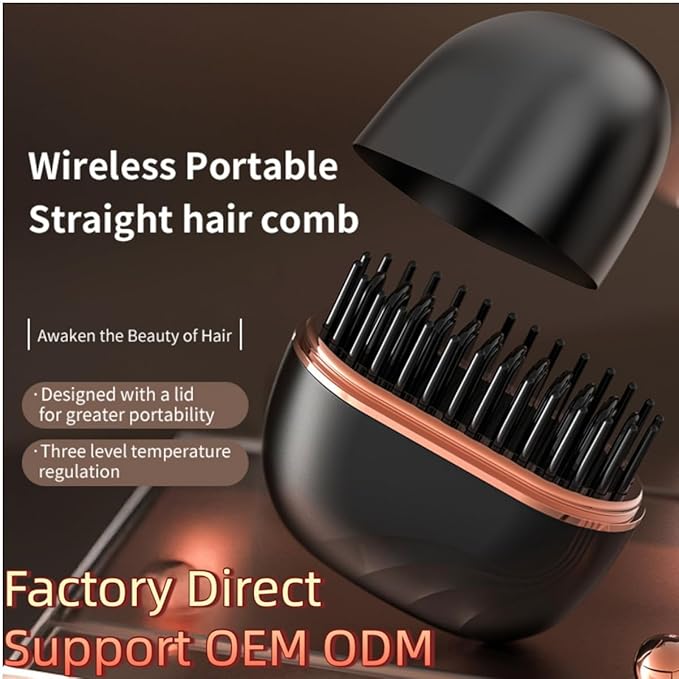 Mini Straightener - 3-Speed Temperature Control Rechargeable Hair Straightener Brush,Anti Scald Shell，Lightweight Portable Heatable Home Travel Gifts (2)