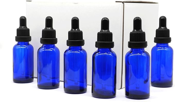 YIZHAO Blue Glass Dropper Bottle 1oz, Tincture Bottles with Glass Dropper, for Essential Oils, Aromatherapy, Cosmetic, Laboratory, Pharmacy, Liquids, Travel –12 Pcs