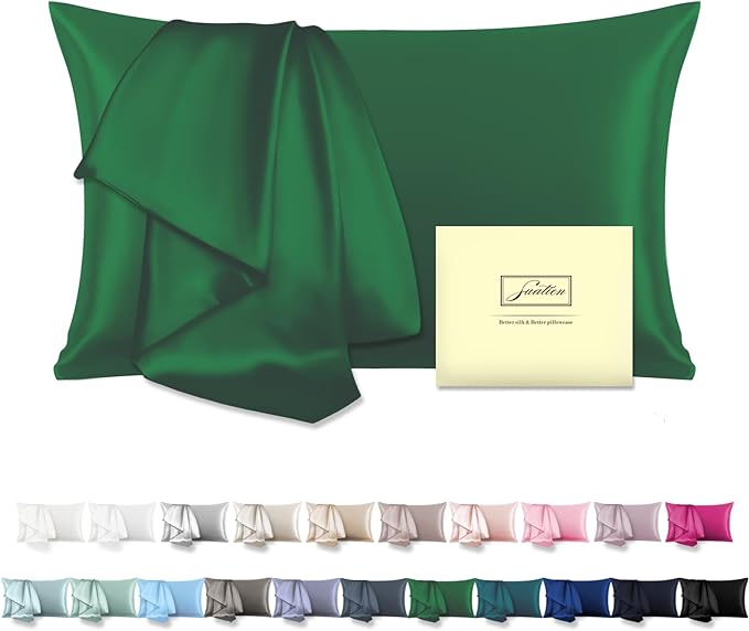 Mulberry Silk Pillow Cases Standard Size Silk Pillowcase with Zipper Soft Breathable Smooth Cooling Satin Silk Pillow Covers for Sleeping for Hair and Skin (Olive Green,20"X 26",1Pcs)