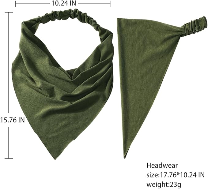6 Pack Hair Scarf Headband for Women Elastic Bandana Head Scarf Large Boho Triangle Kerchief with Clips Non Slip Scarves