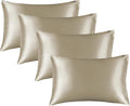 BEDELITE Satin Pillowcase for Hair and Skin, Super Soft Similar to Silk Pillow Cases 4 Pack with Envelope Closure, Cooling Pillowcases for Women Men (20"x30" Queen Size, Taupe)