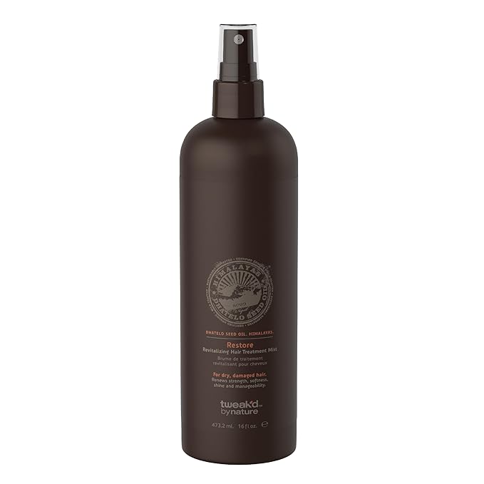 Tweak’d by Nature - Restore Revitalizing Hair Treatment Mist, Heat Protectant for Hair Spray, Leave In Treatment with Argan Oil for Healthy Shine, Sulfate Free, Paraben Free (16oz)