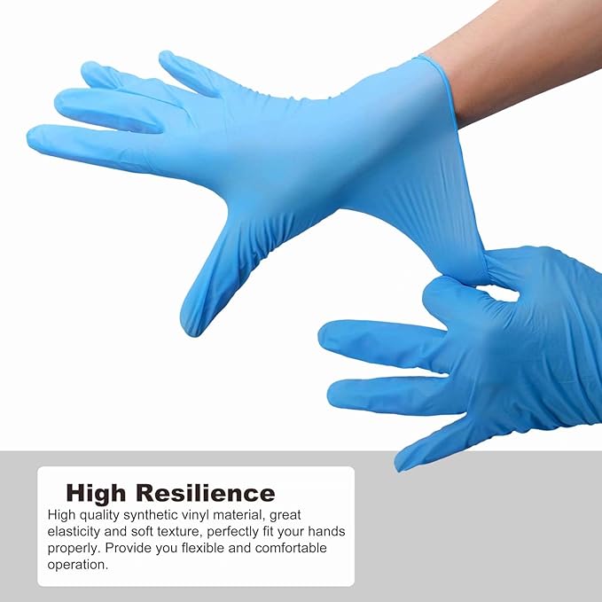 Disposable Gloves Small, Nitrile and Vinyl Blend Material Gloves, Latex Free 4 Mil 200 Pc Food Grade Glove for Cleaning, Food Prep, Hair Dye, Tattoo, Blue