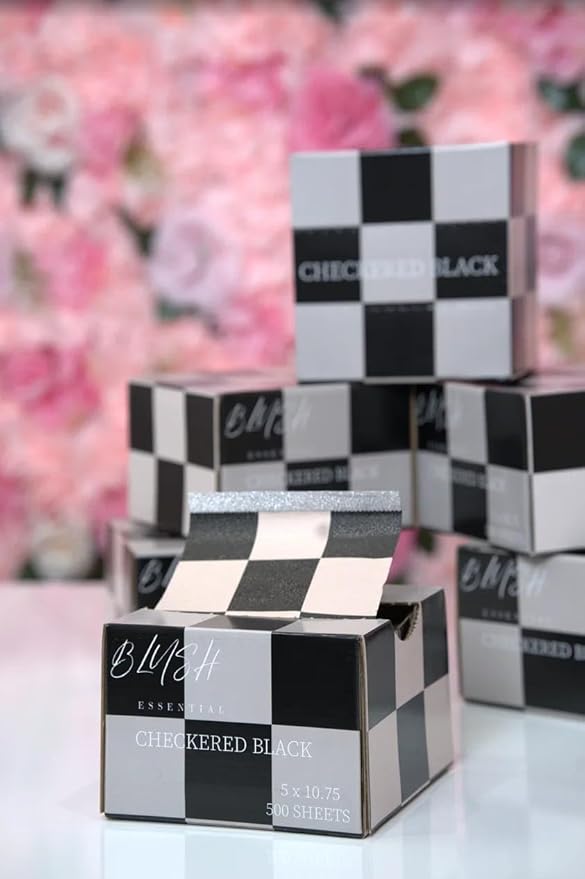 Checkered Black Hair Foils for Highlighting and Coloring - Aluminum Foil Sheets, Salon Hair Foils, 5"x10.75", 500 Foil Sheets for Professional Hair Stylists