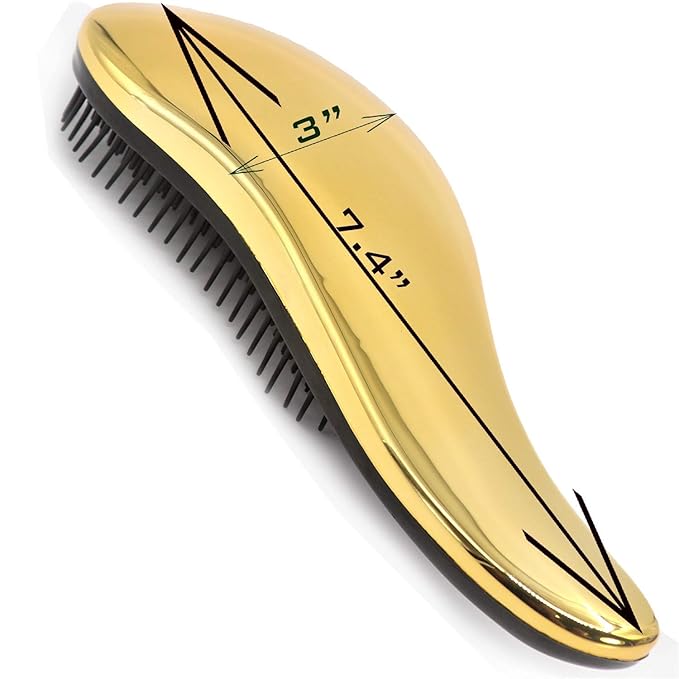 79STYLE 3pcs Knot Free Detangling Brushes for Kids' Curly Hair - No Tangles for Girls and Toddlers (Size 7.4 Inch - Gold)
