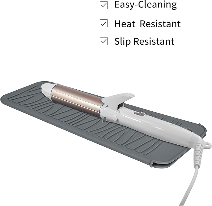 2 Pack Silicone Heat Resistant Travel Pouch for Straightener, Crimping Wand, Curling Wand, Flat Iron (Light Grey&Beige)
