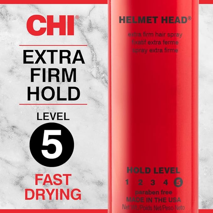 CHI Helmet Head Extra Firm Hairspray, Protects Against Humidity & Creates Voluminous Hairstyles, Sulfate & Paraben-Free, 2.6 Oz