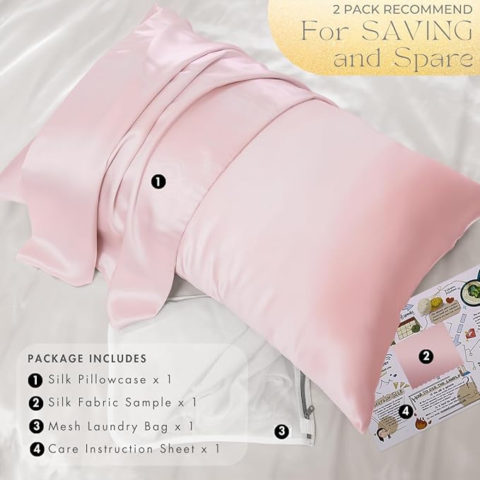 PROMEED Natural 23mm Silk Toddler Pillow Cases 13 x 18 with Hidden Zipper, Both Sides Oeko-TEX Certified Real Mulberry Silk Pillowcase Toddler/Travel Size (Toddler/Travel-13 x18, Pink)