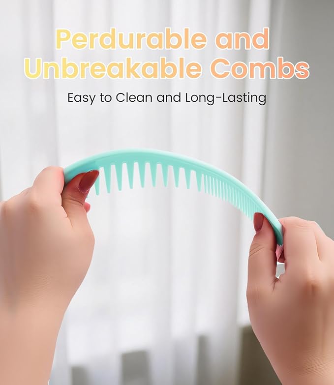 6PCS Professional Hair Comb Set for Women & Men Rat Tail, Wide & Fine Tooth Combs for Curly Hair, Braiding, Barber Styling, Cutting & Parting (Green)