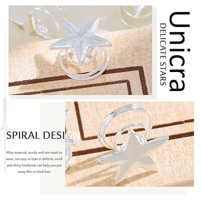 Unicra Gold Hair Pins Star Hair Clips Bridal Wedding Hair Accessories for Women and Girls Pack of 5 (Silver)
