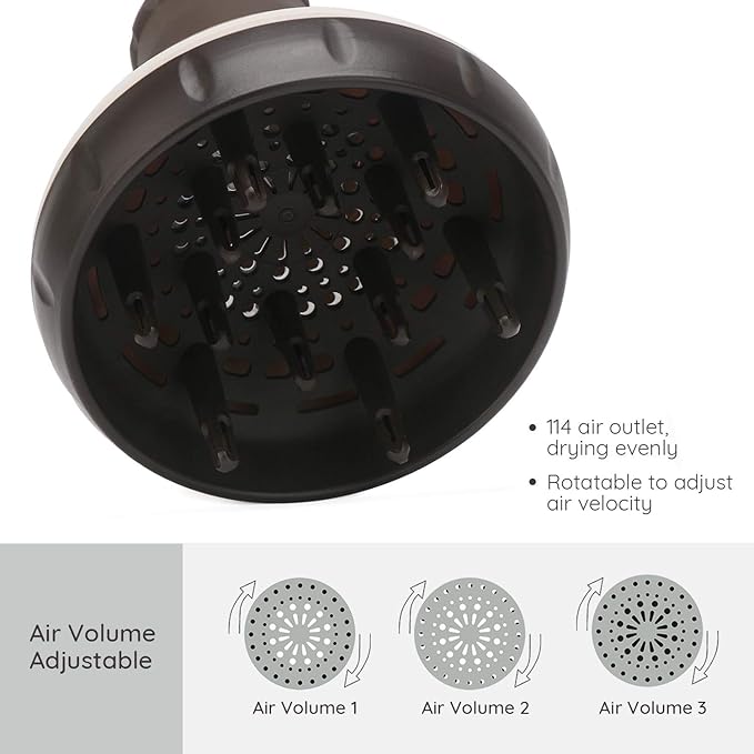 Segbeauty Hair Diffuser with Deep Bowl, Adjustable Air Flow Professional Hair Diffuser Attachment for Curly Wavy Hair, Hairstylist Barber Salon Tool Fitting Most Blow Dryer with 1.57"-1.97" Nozzle