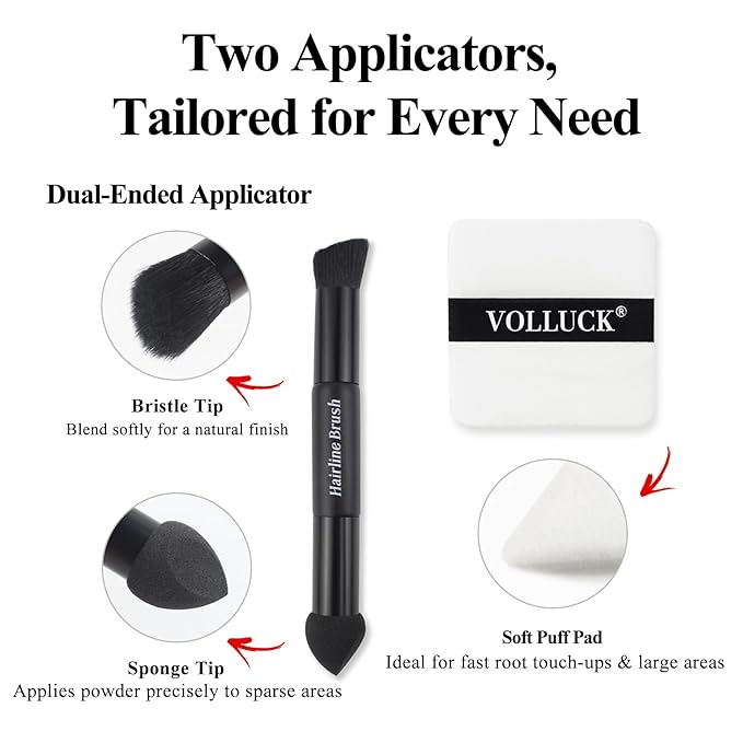 VOLLUCK Root Touch up Powder, Long-lasting Gray Hair Cover up Powder for All Hair Types, Waterproof for Women and Men (Dark-Brown, 0.42 0unce)