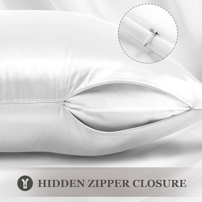 Adubor 100% Silk Pillowcase - Mulberry Silk Pillow Cases, 23 Momme 6A Grade Fibers, Silk Pillow Case for Hair and Skin Health, with Hidden Zipper (Standard 20''×26'', White, 1PC)