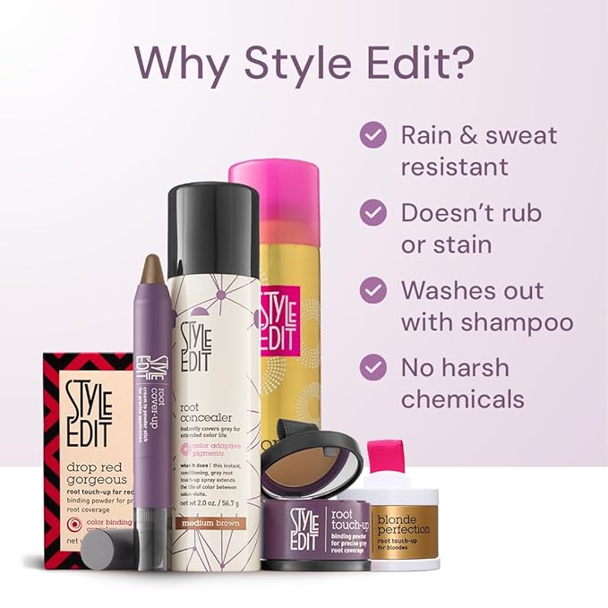 Style Edit Root Touch Up Spray | Temporary Hair Color for Gray Roots and Thinning Hair | Salon-Quality, Transfer-Resistant Hair Concealer | Medium Brown, 2 oz