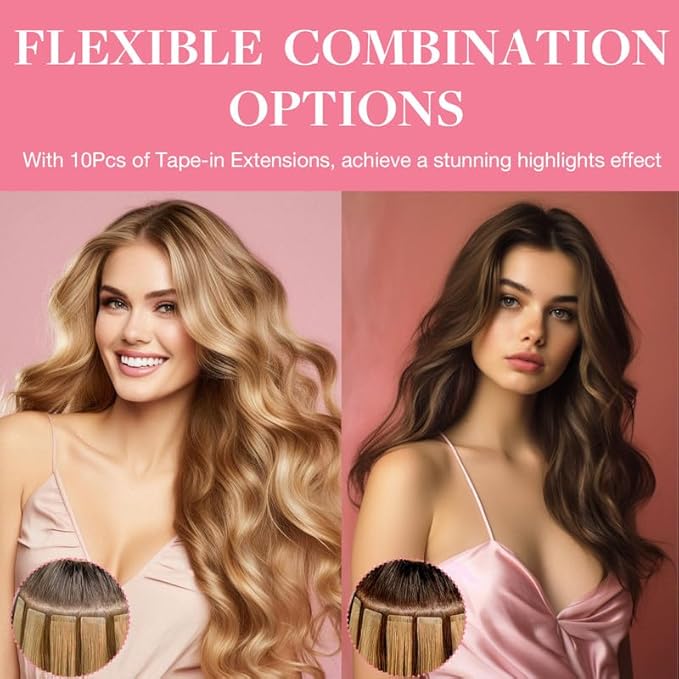 GOO GOO Tape in Hair Extensions Human Hair, 2/6/2 Balayage Dark Brown to Chestnut Brown, 20inch 30g 10pcs, Skin Weft Seamless Invisible, Silky Straight with Thick Ends, Remy Human Hair