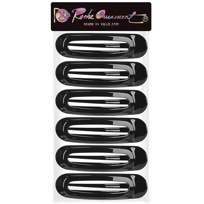 RC ROCHE 6 Pcs Flat Claw Hair Clips for Women Alligator French Barrette Long Thick Hair Duckbill Curved No Slip Grip Lay Flat Side Slide Firm Classic Styling, Medium Black